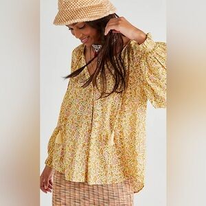 Spell Yellow Floral Boho Blouse